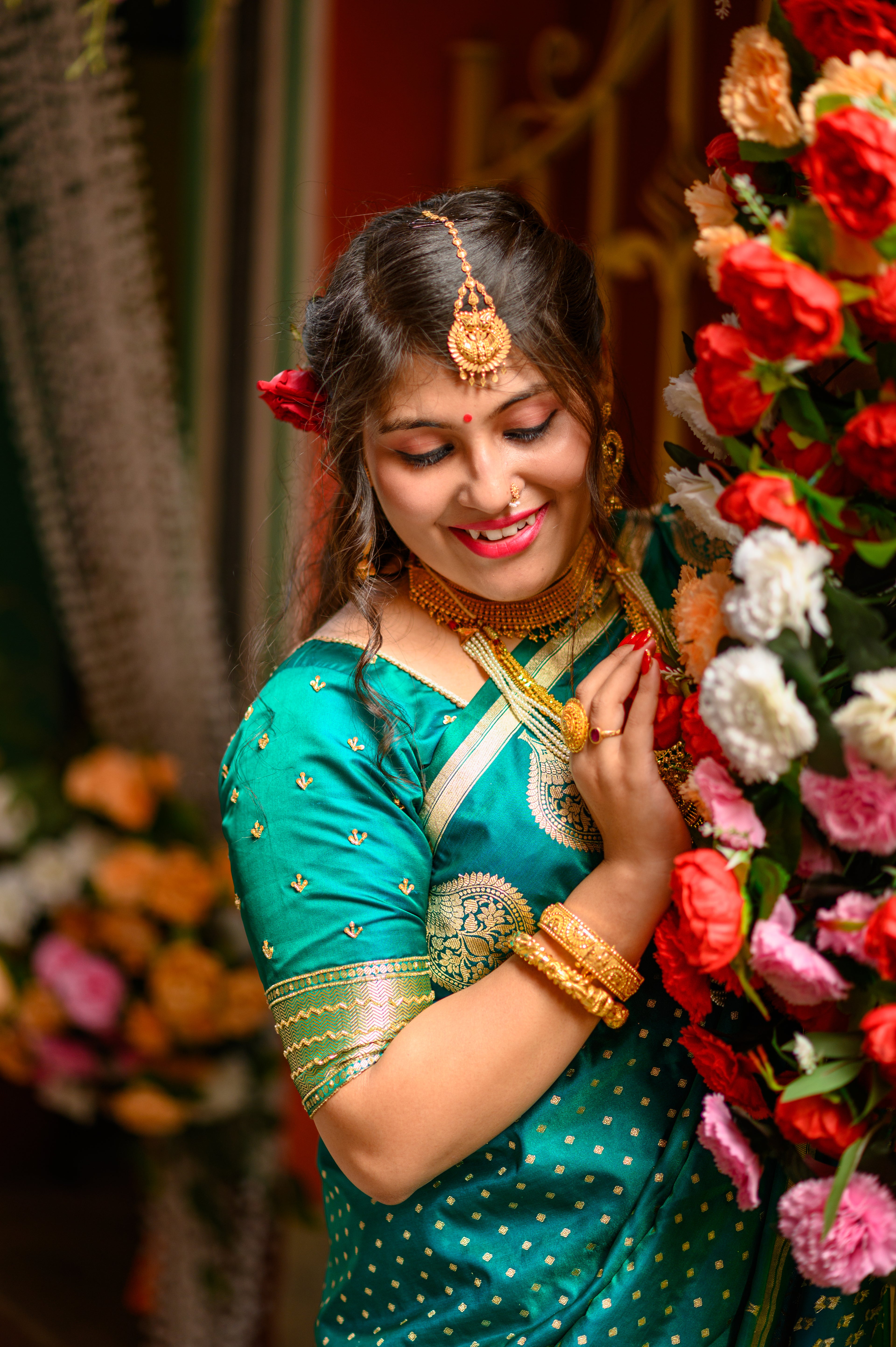 REGAL BENGALI EMERALD BRIDAL BLOUSE