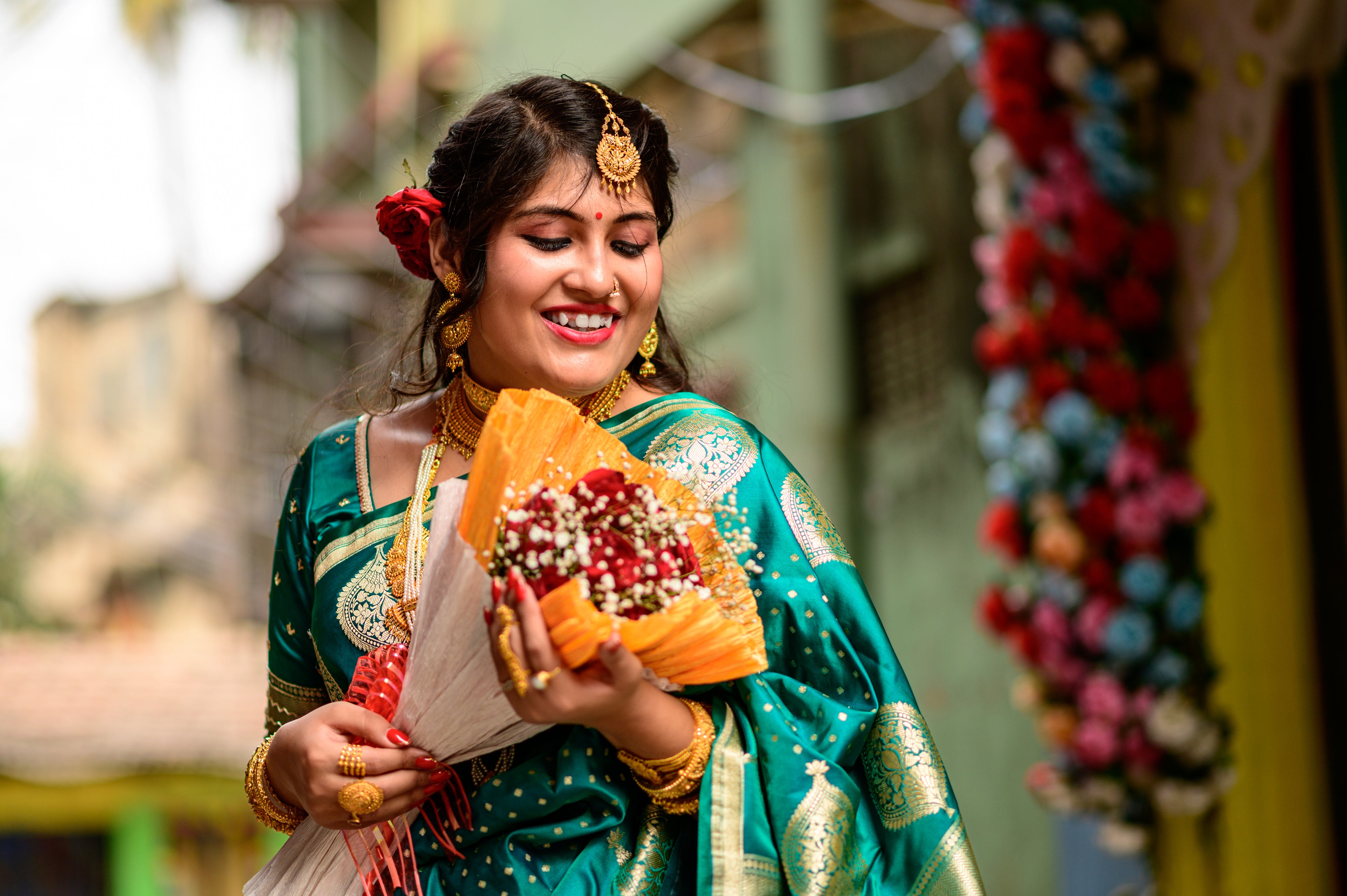 REGAL BENGALI EMERALD BRIDAL BLOUSE