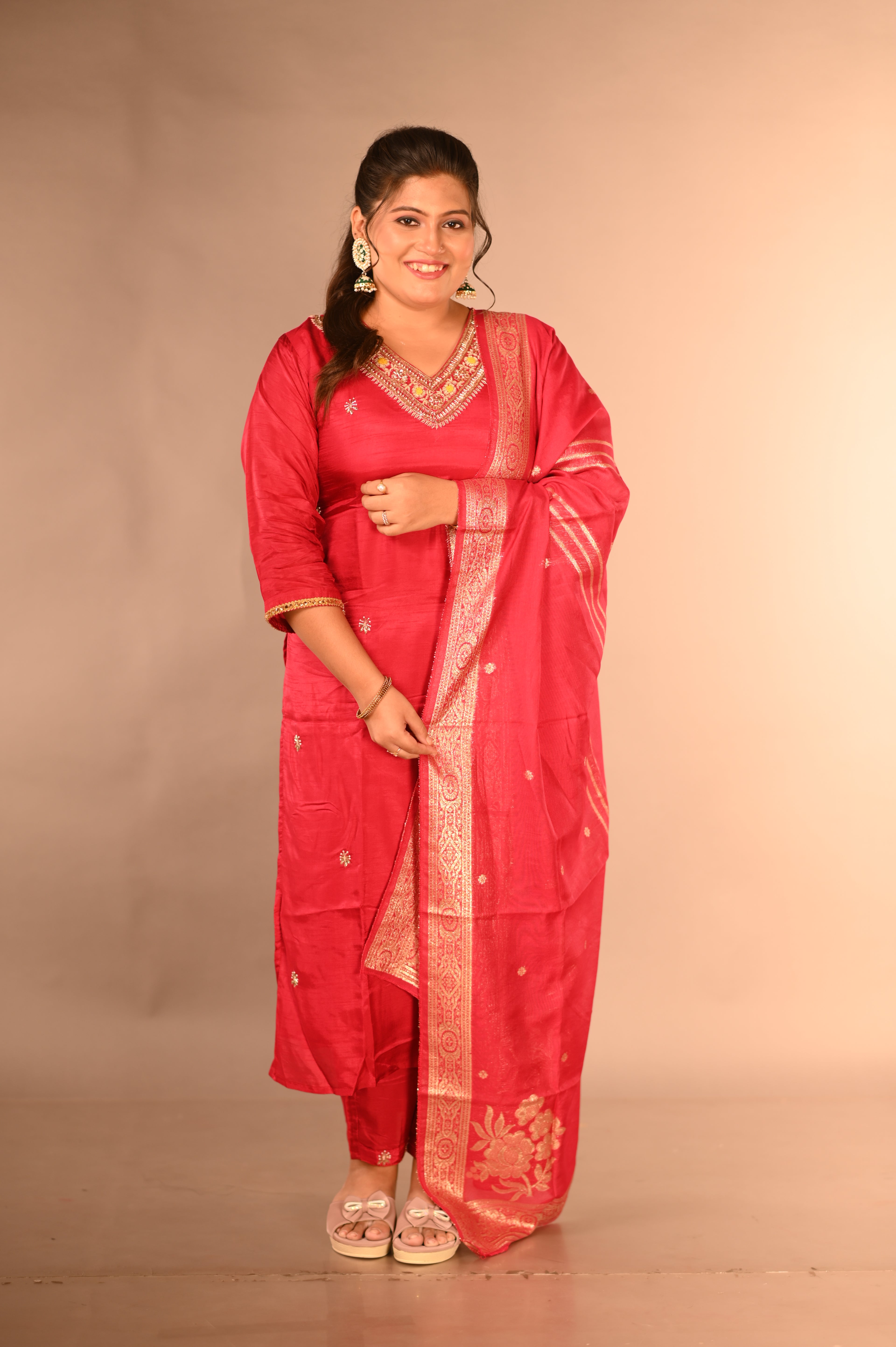 Rose Radiance Hand worked Banarasi Suit