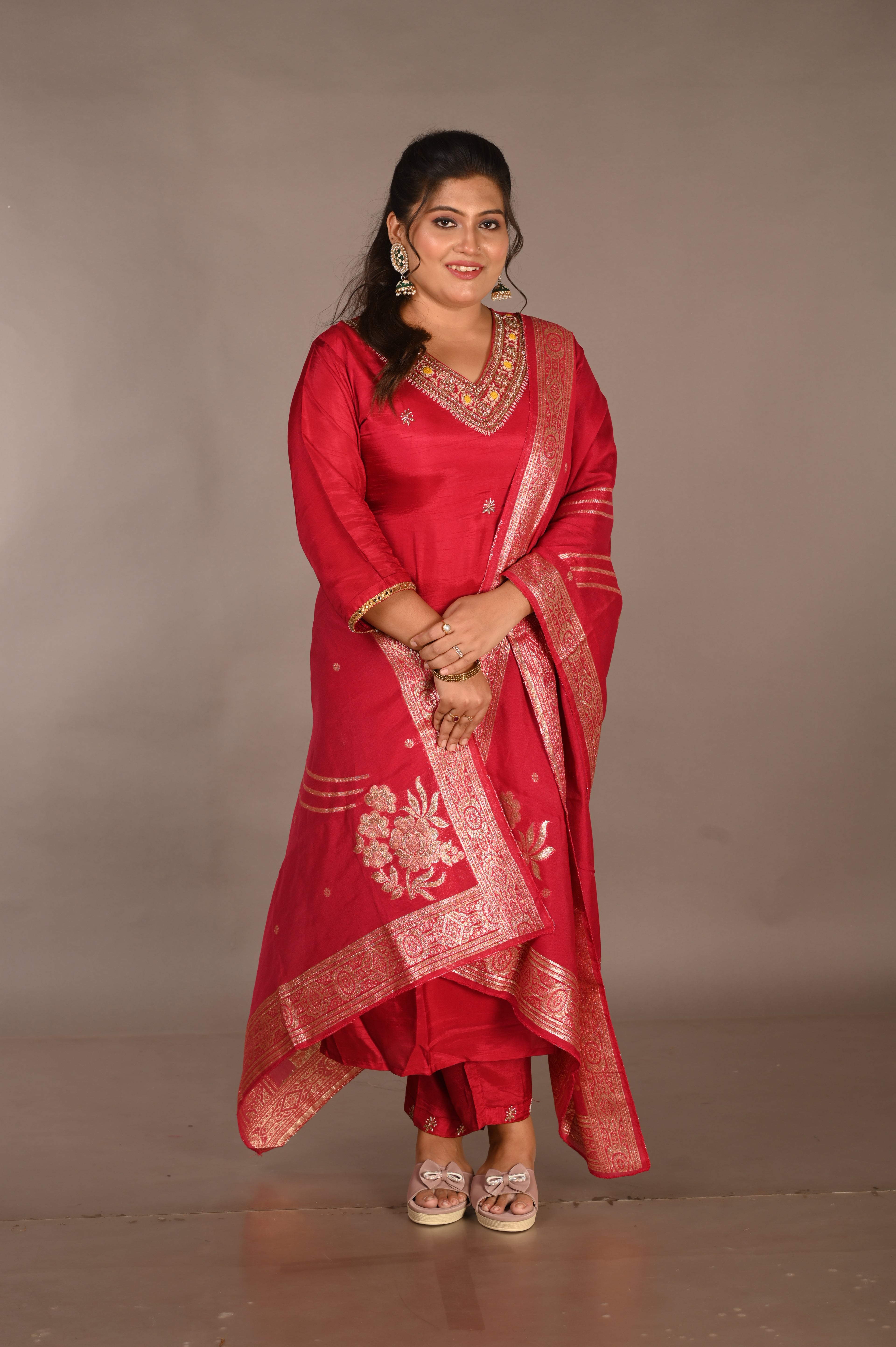 Rose Radiance Hand worked Banarasi Suit