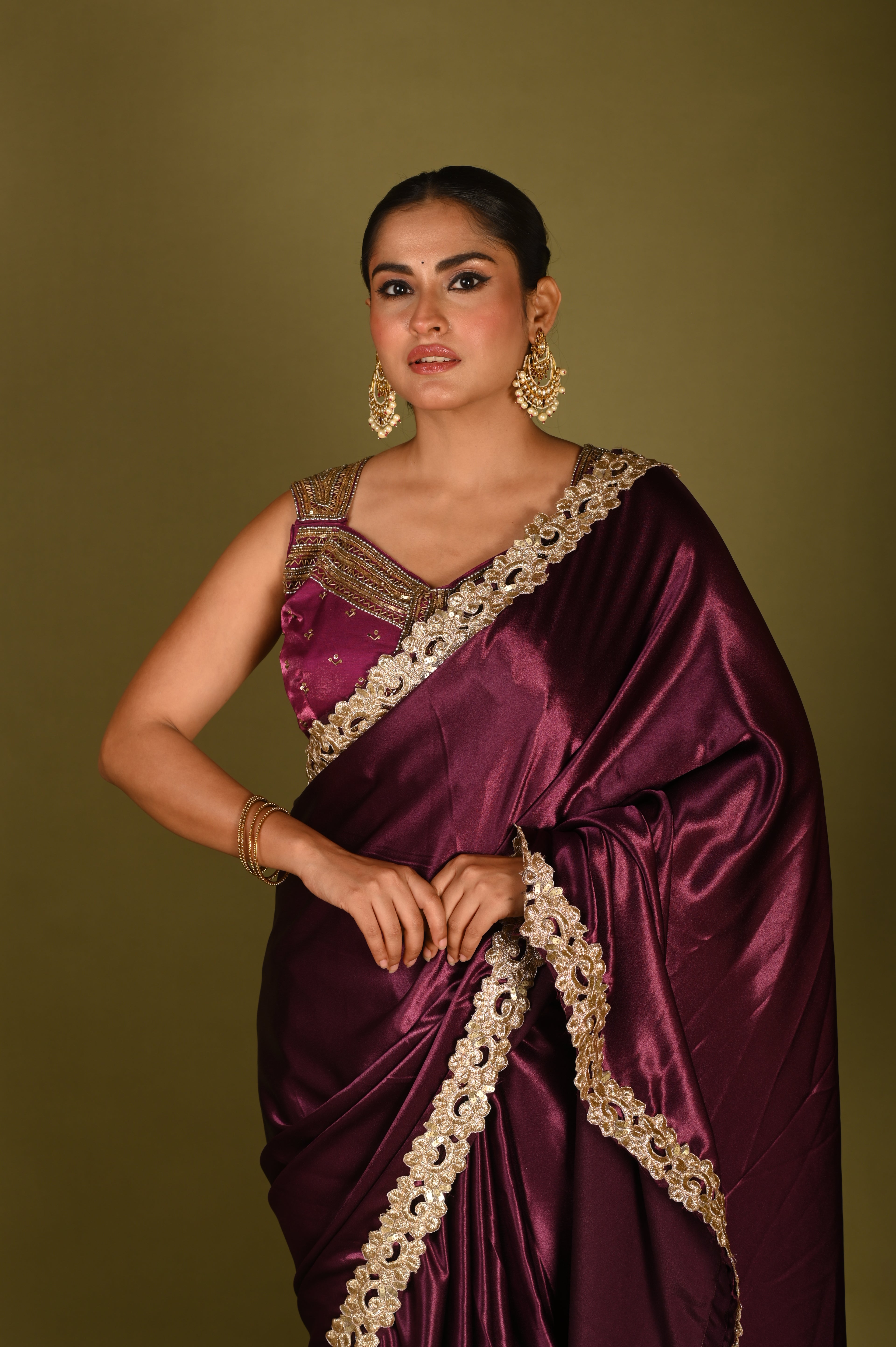 Imperial Mulberry Satin Saree