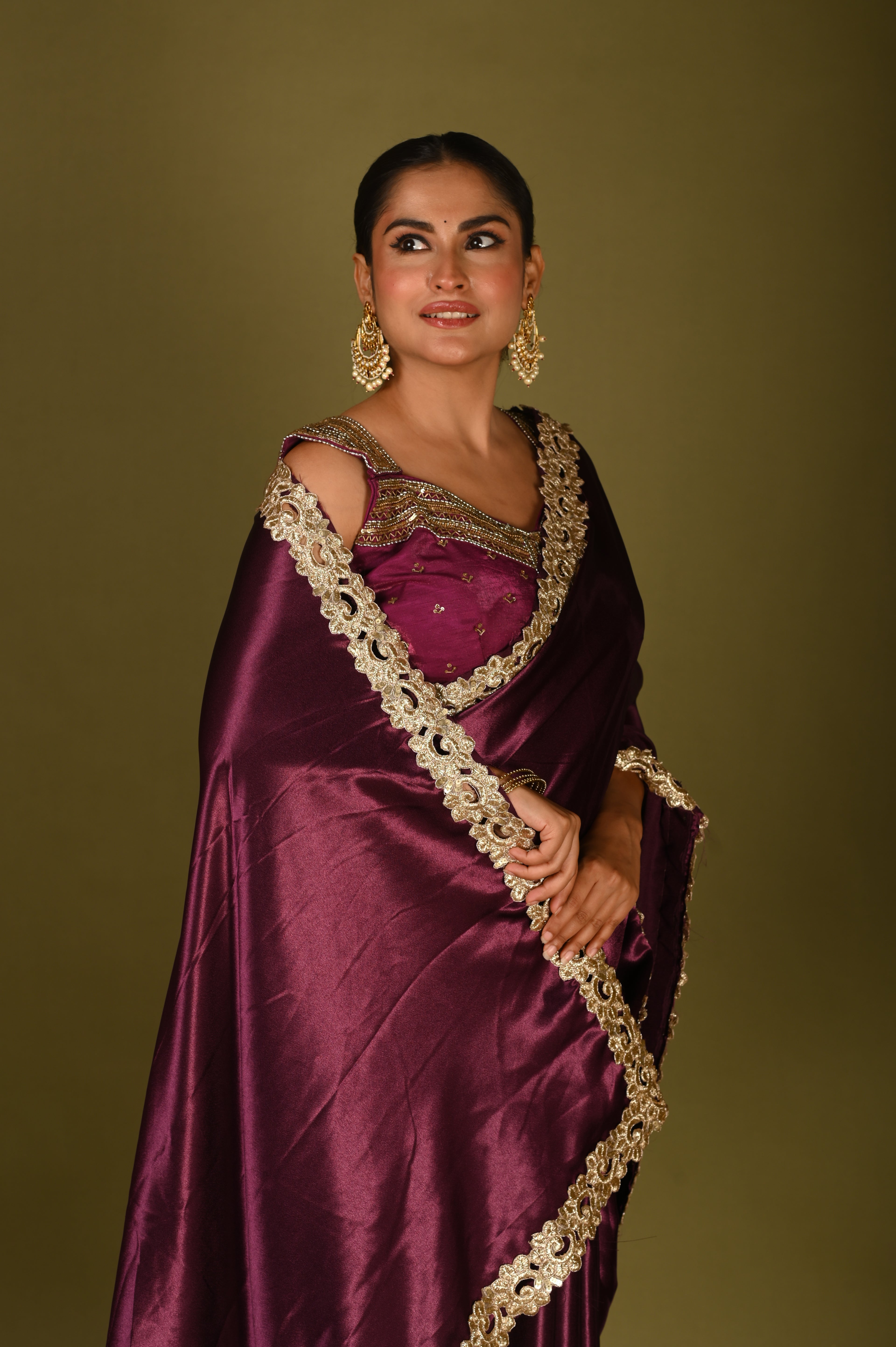 Imperial Mulberry Satin Saree