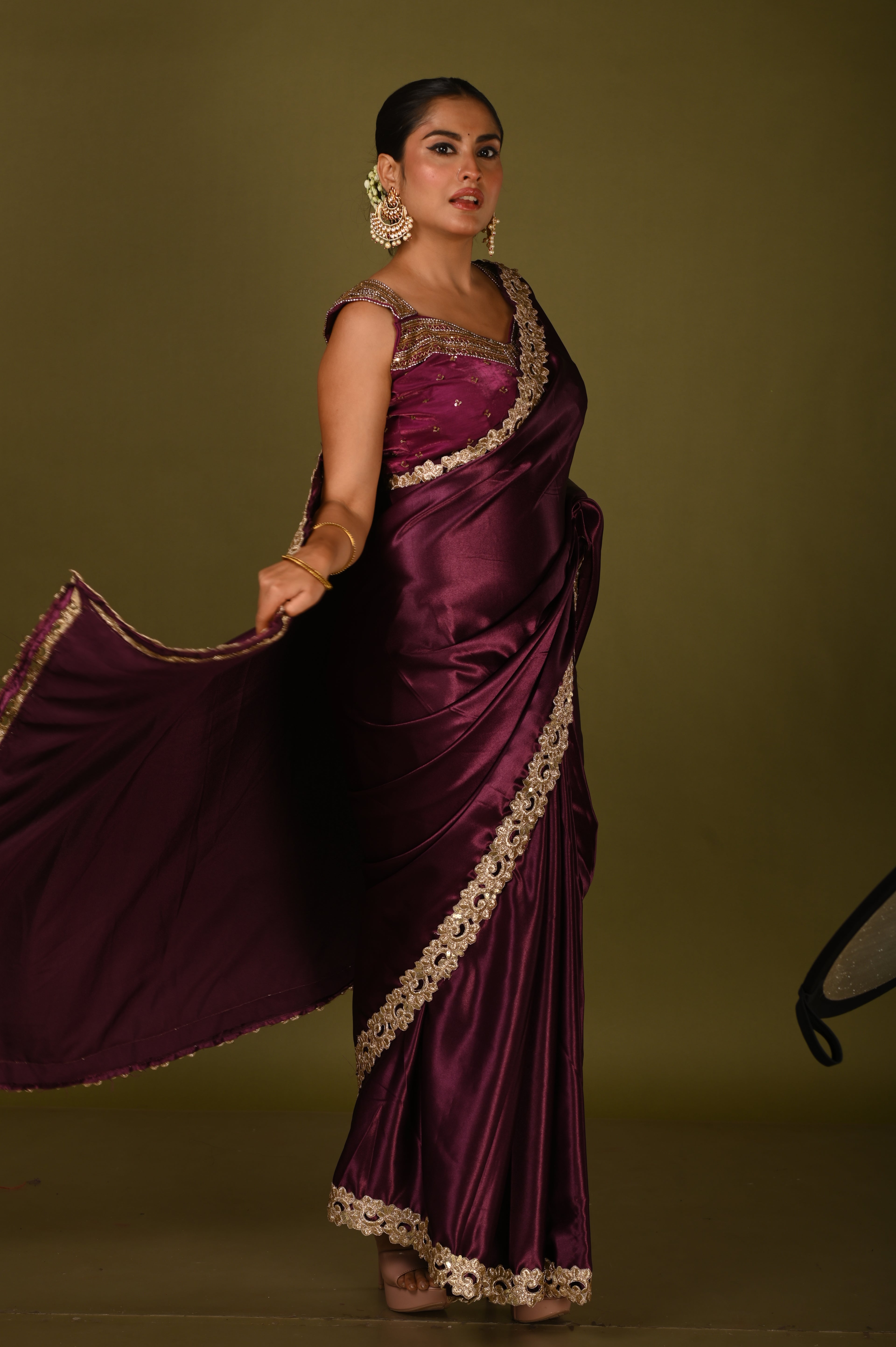Imperial Mulberry Satin Saree