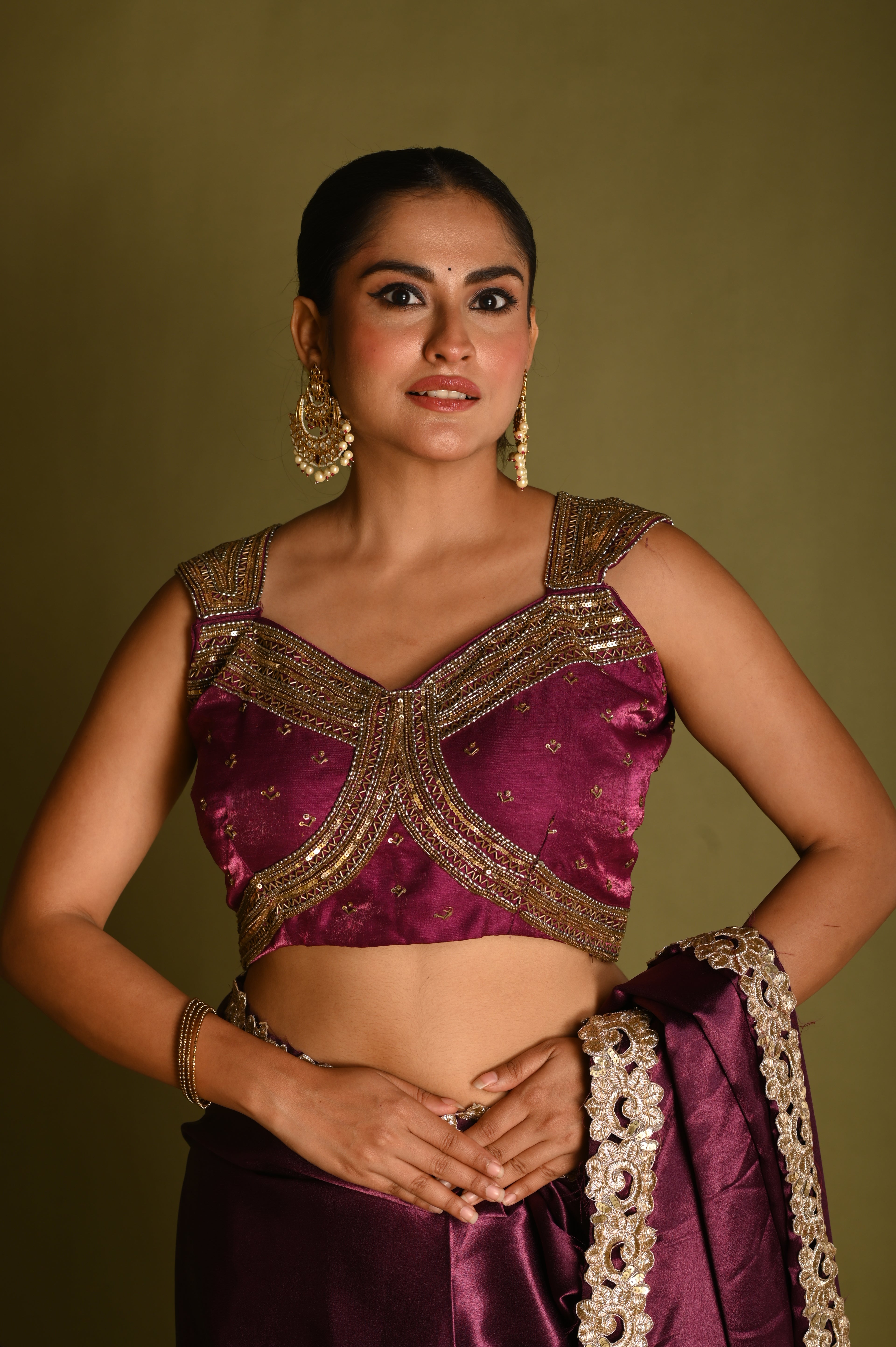 Regal Magenta Beaded Blouse