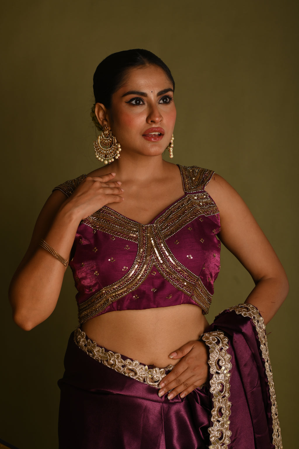 Regal Magenta Beaded Blouse