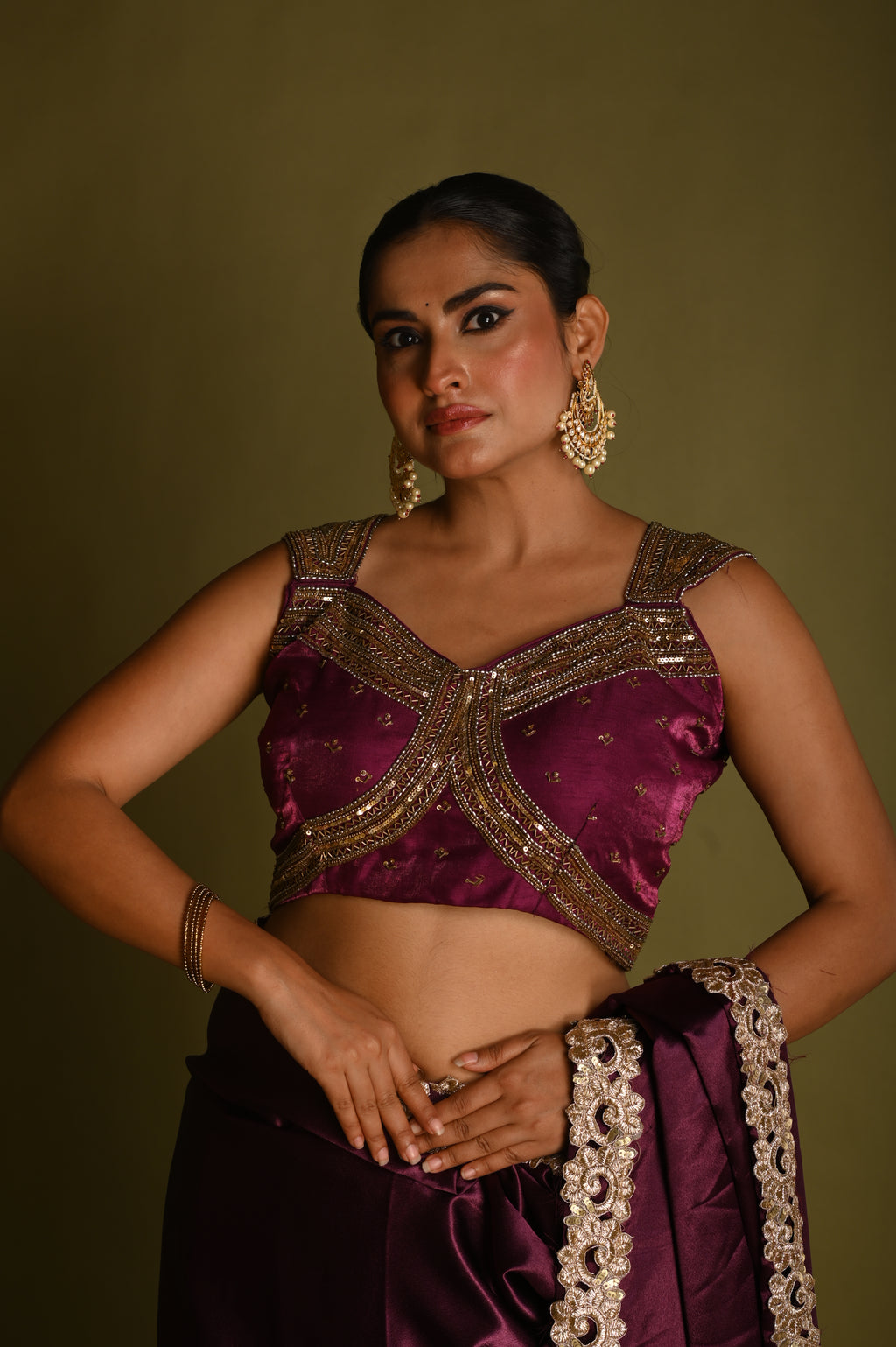 Regal Magenta Beaded Blouse