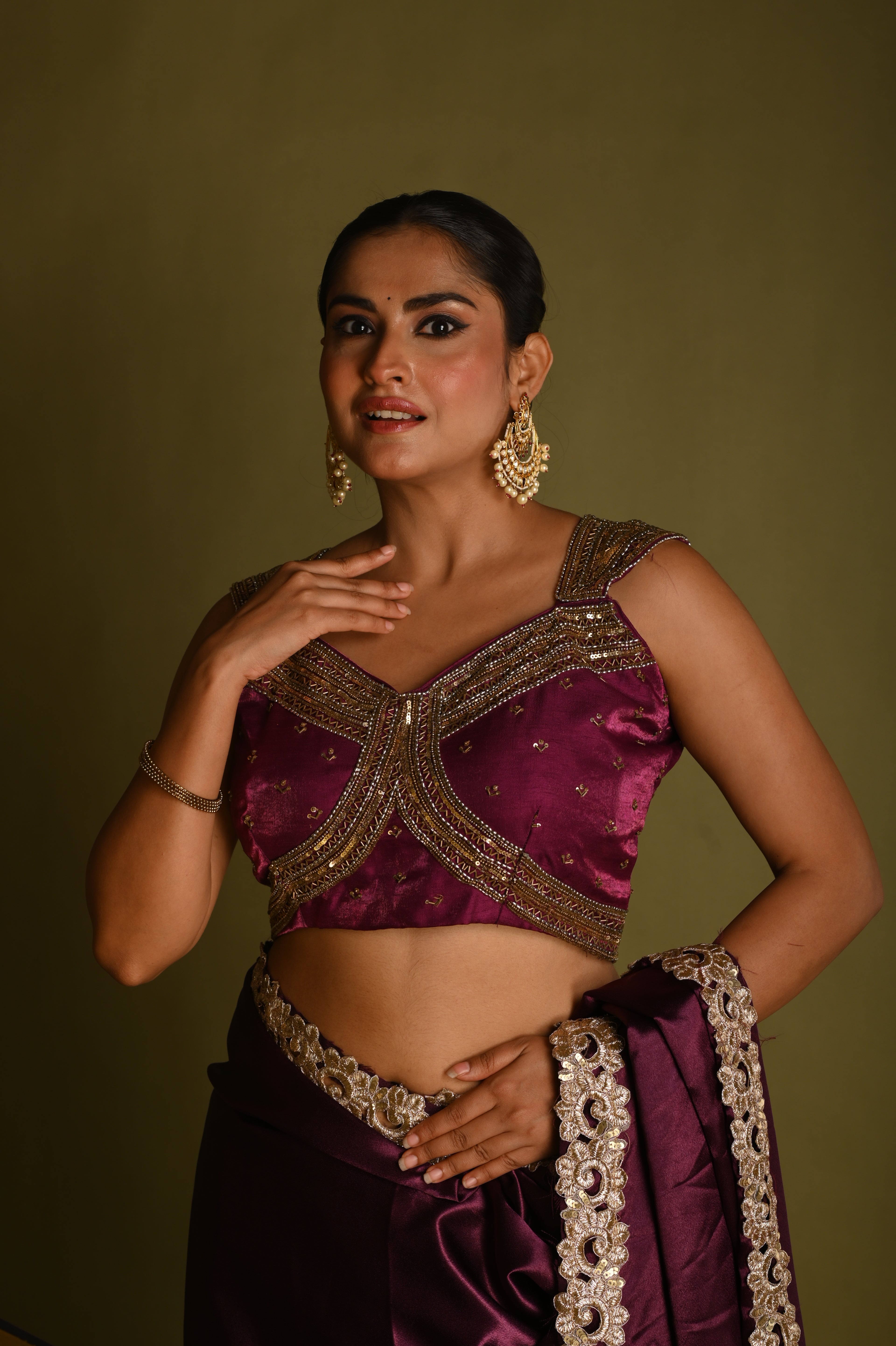 Regal Magenta Beaded Blouse