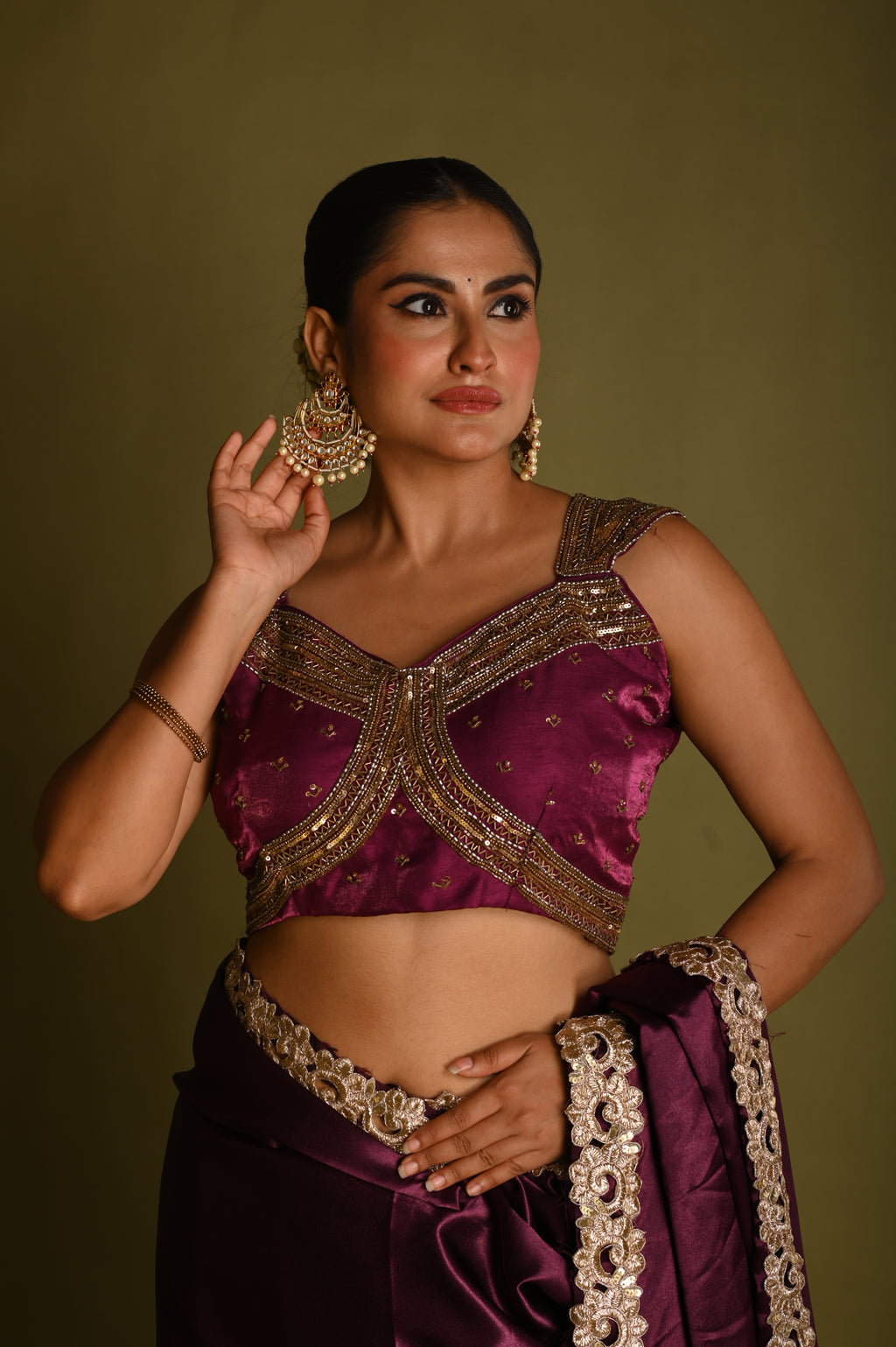 Regal Magenta Beaded Blouse