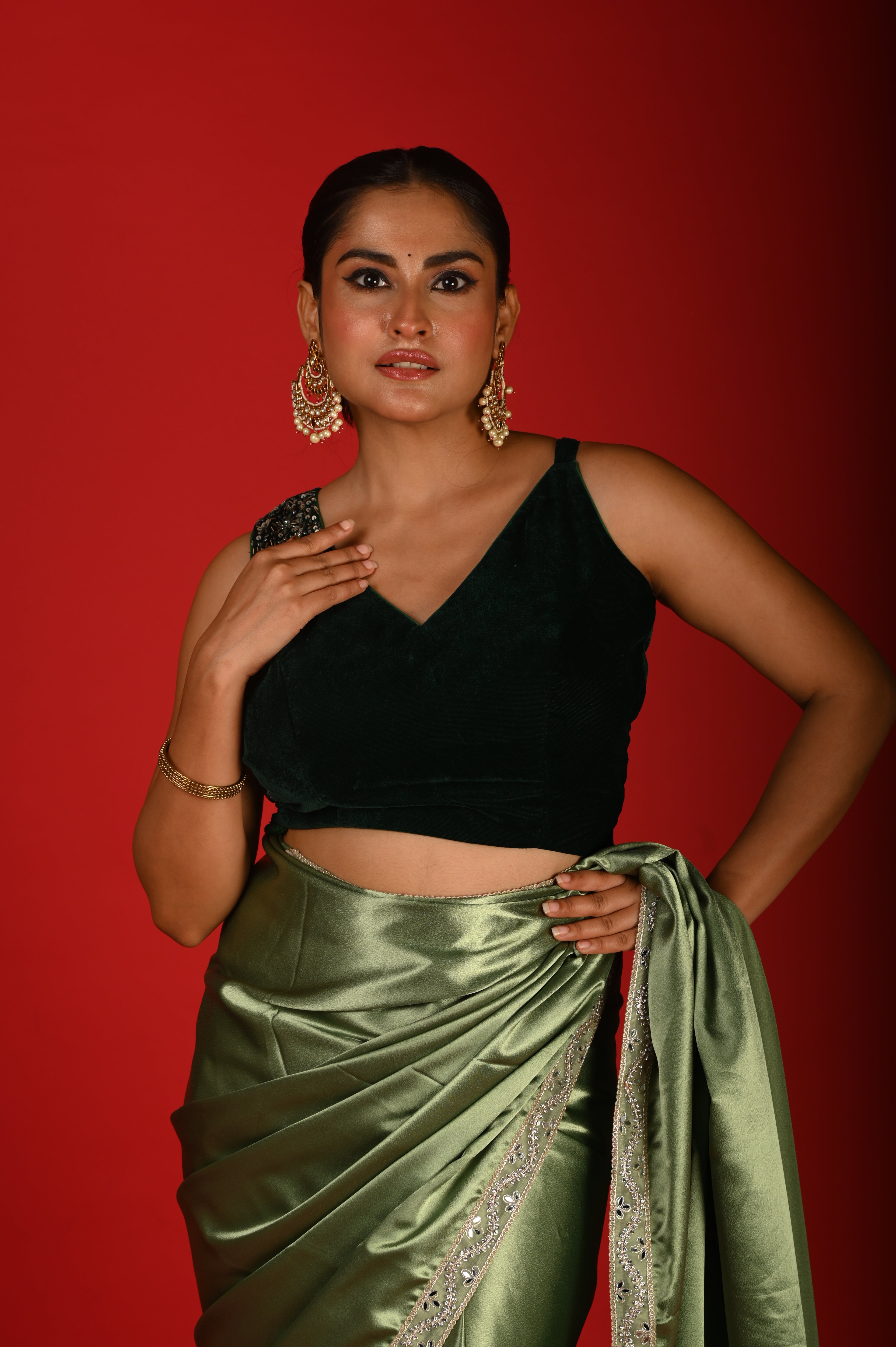 Emerald Noir Embellished Blouse