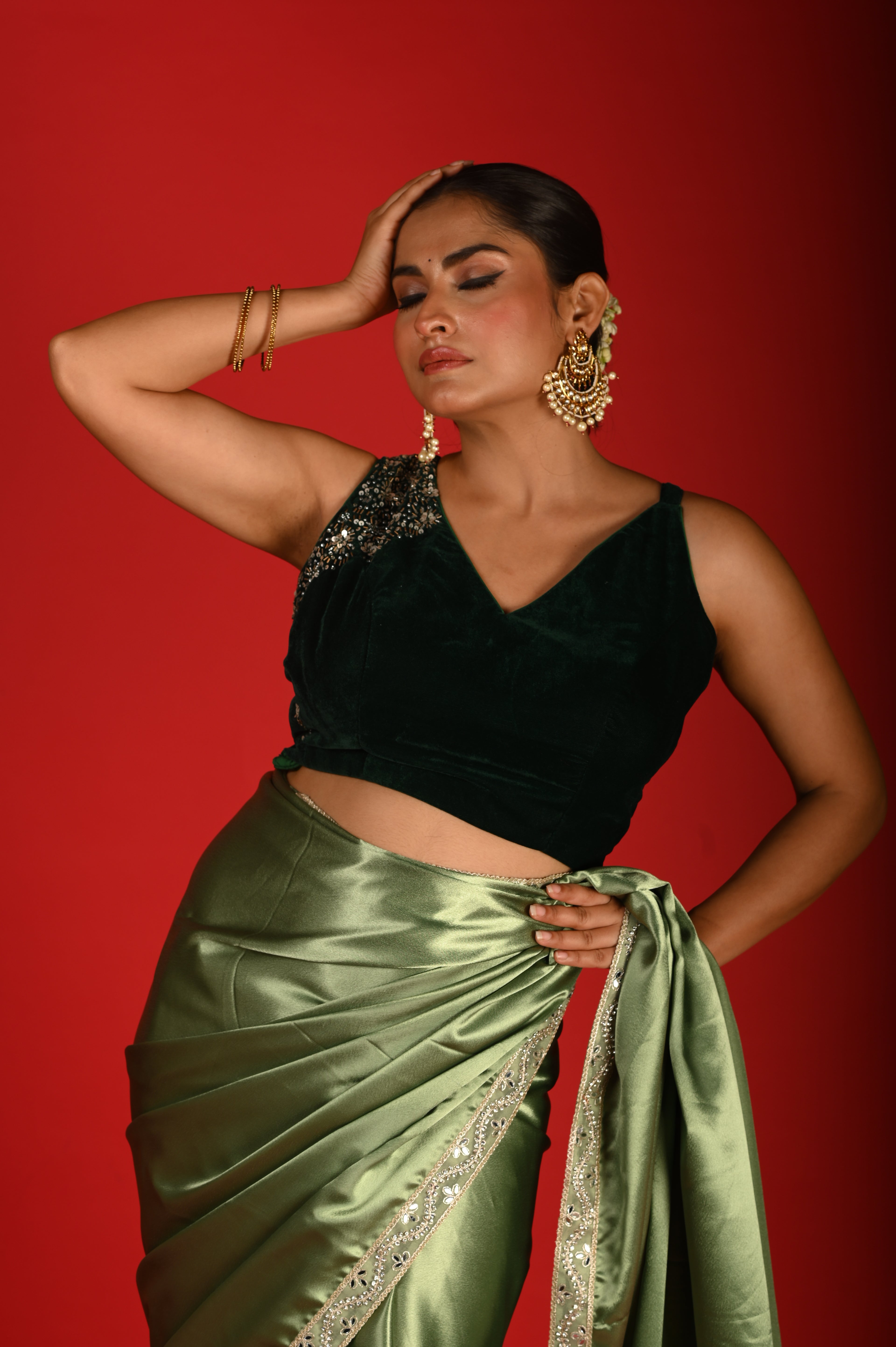 Emerald Noir Embellished Blouse