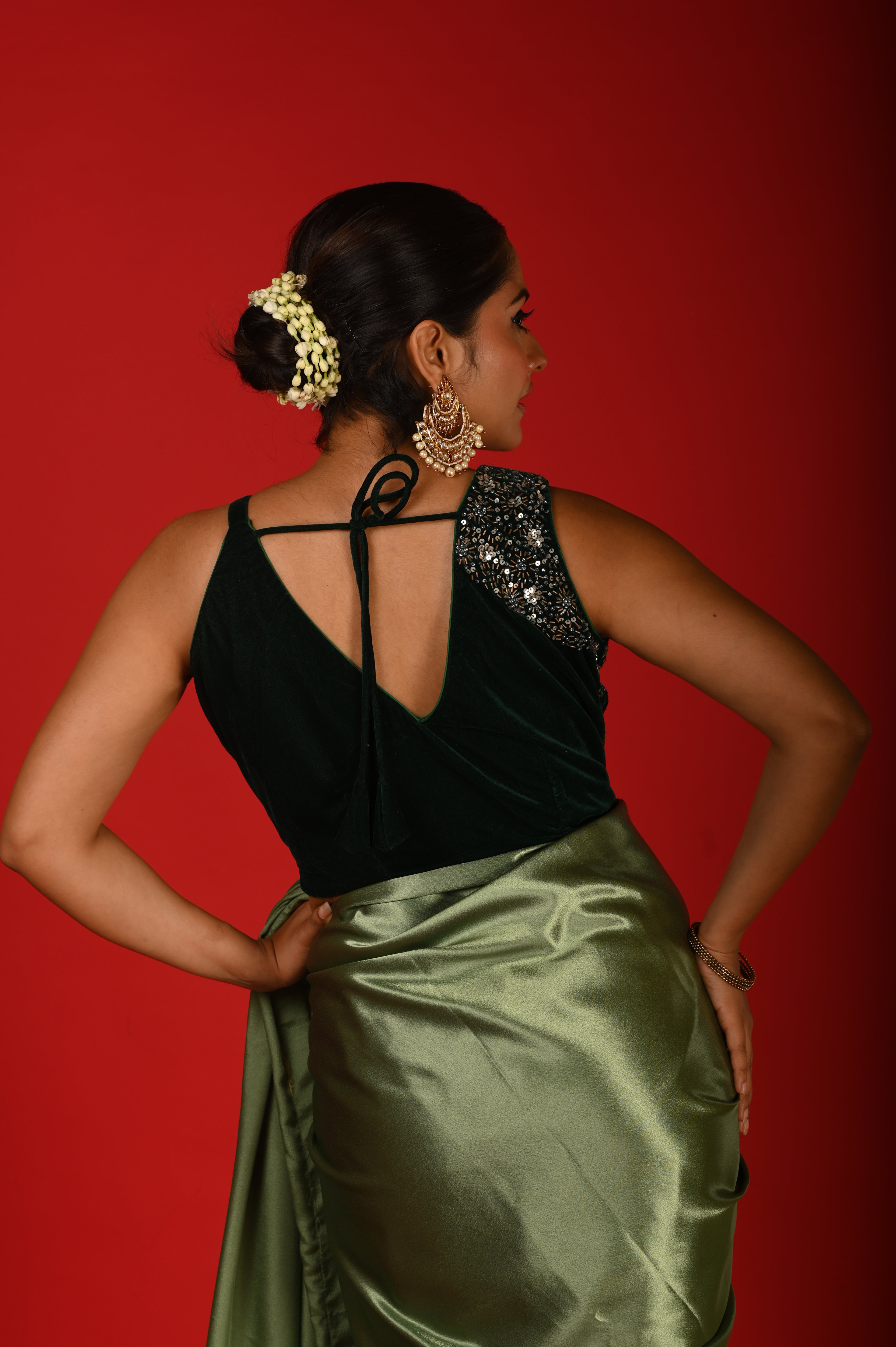 Emerald Noir Embellished Blouse