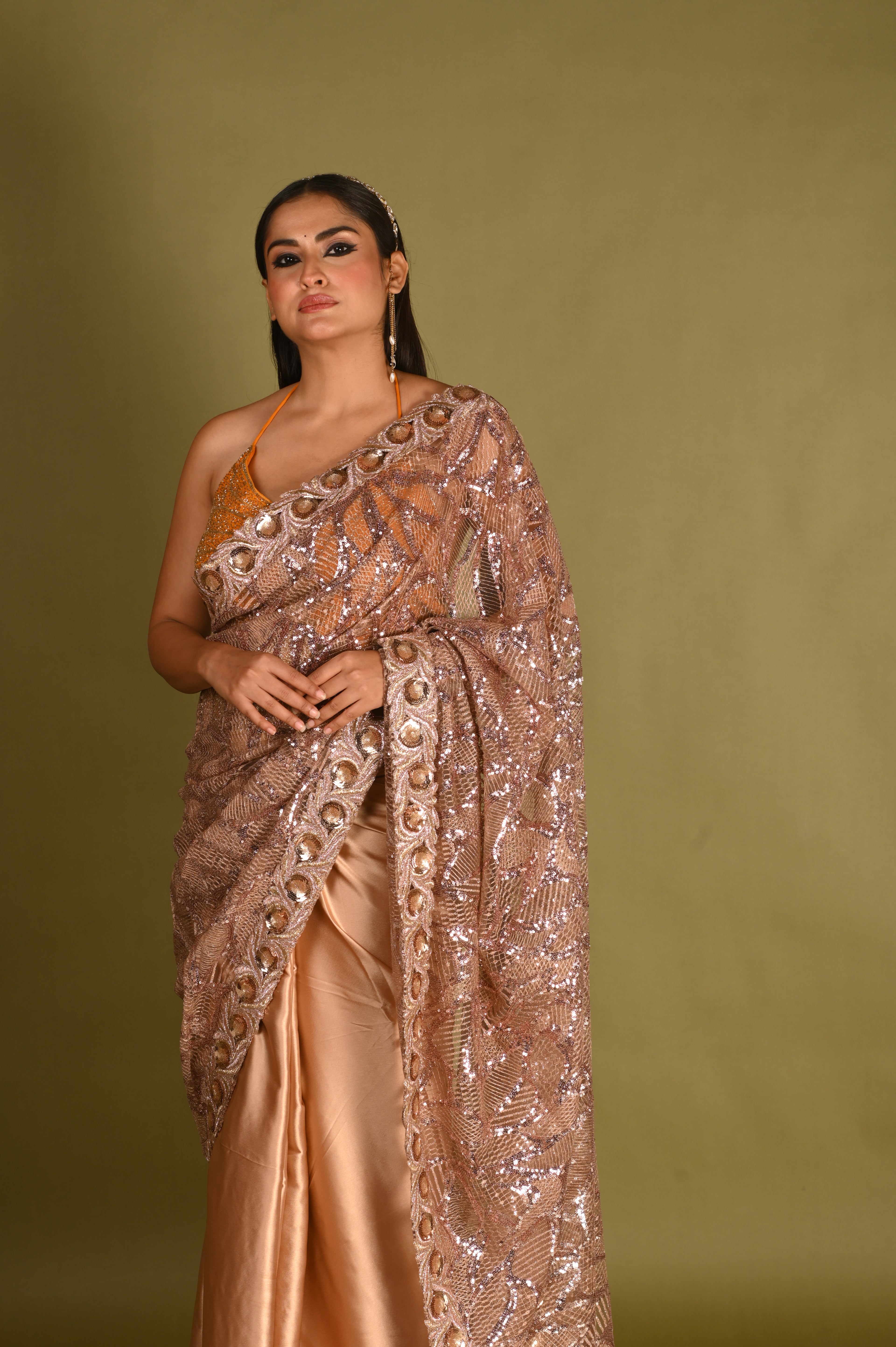 Champagne Dream Sequin Saree