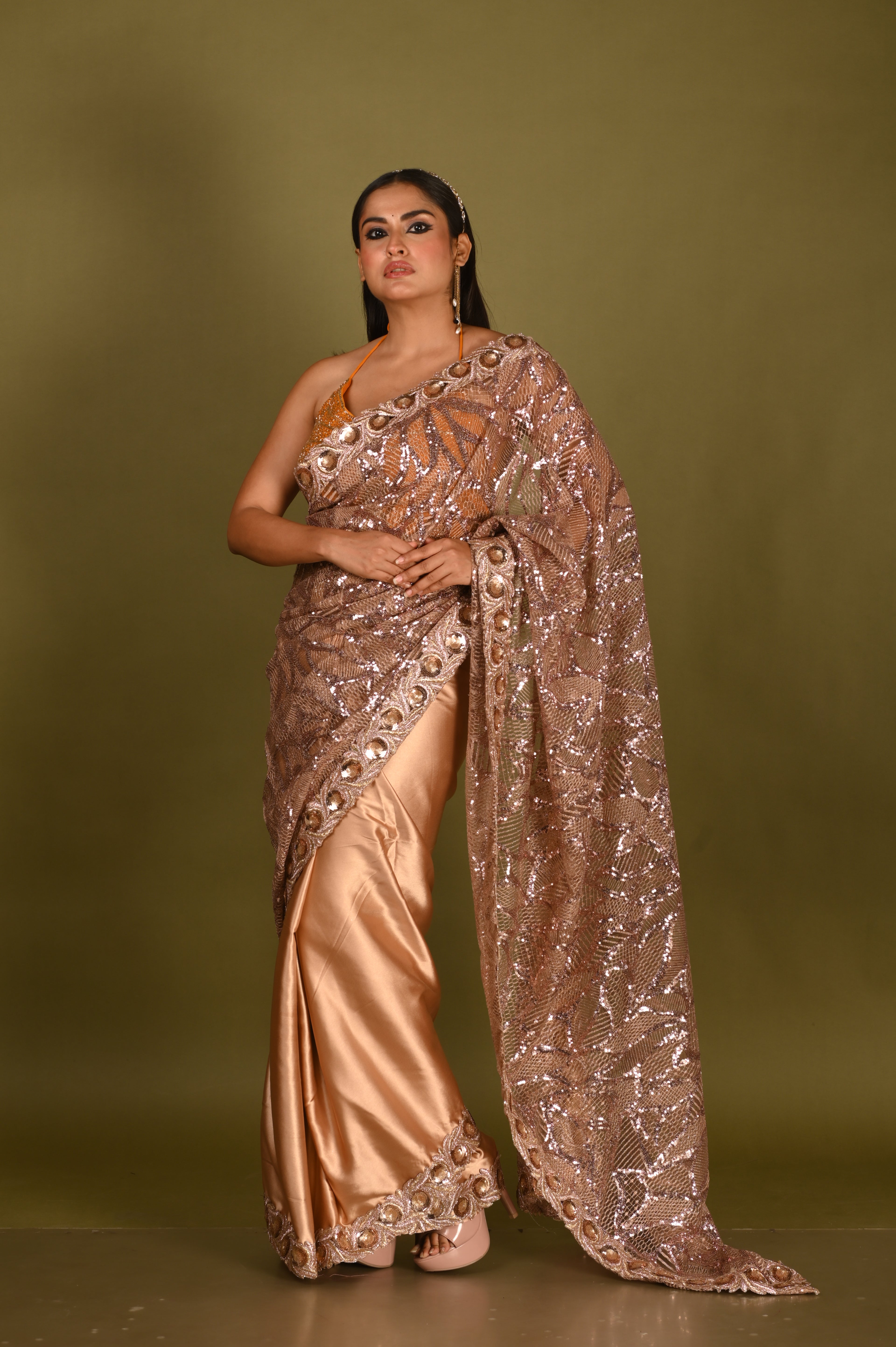 Champagne Dream Sequin Saree
