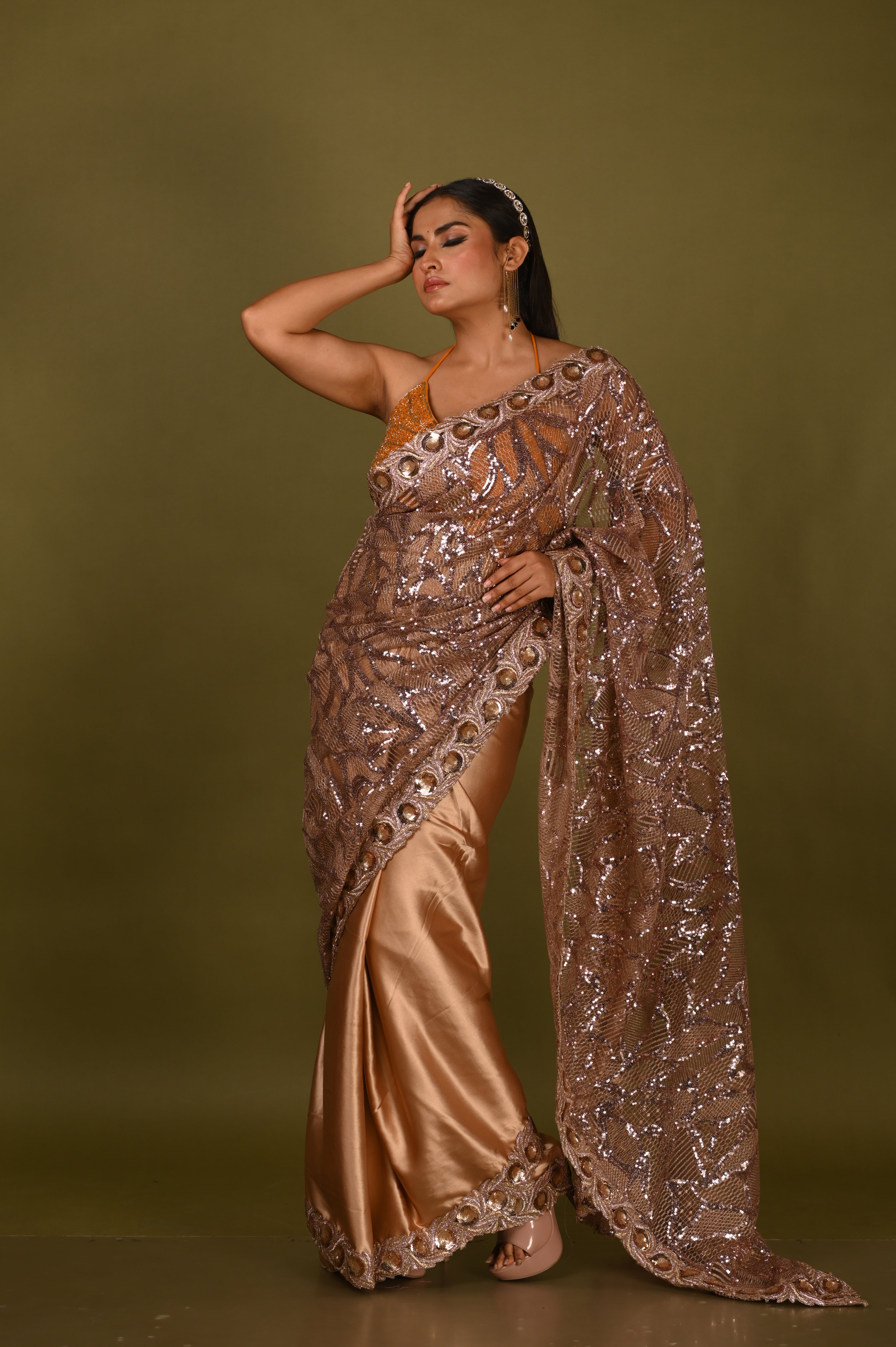 Champagne Dream Sequin Saree