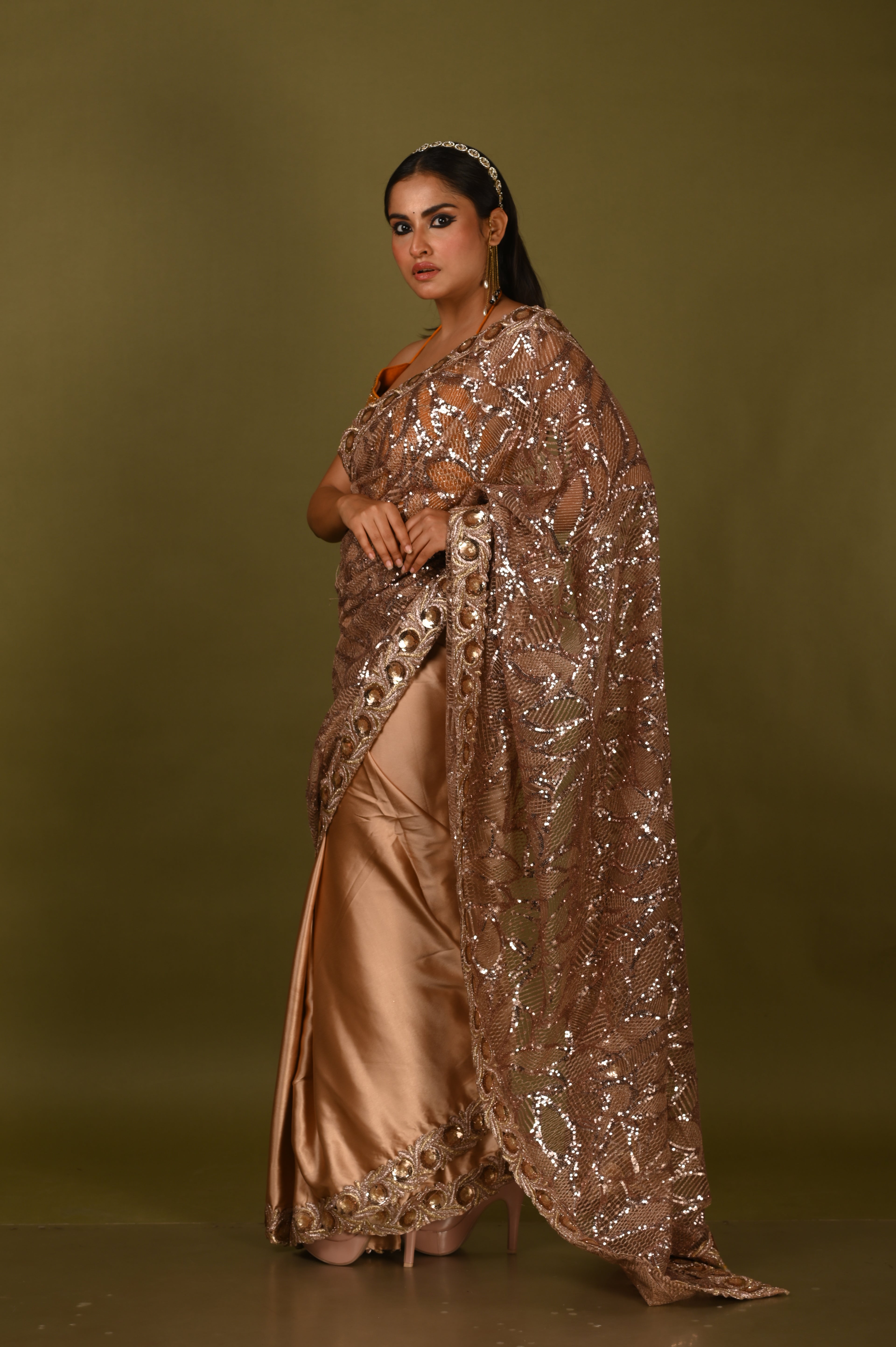 Champagne Dream Sequin Saree