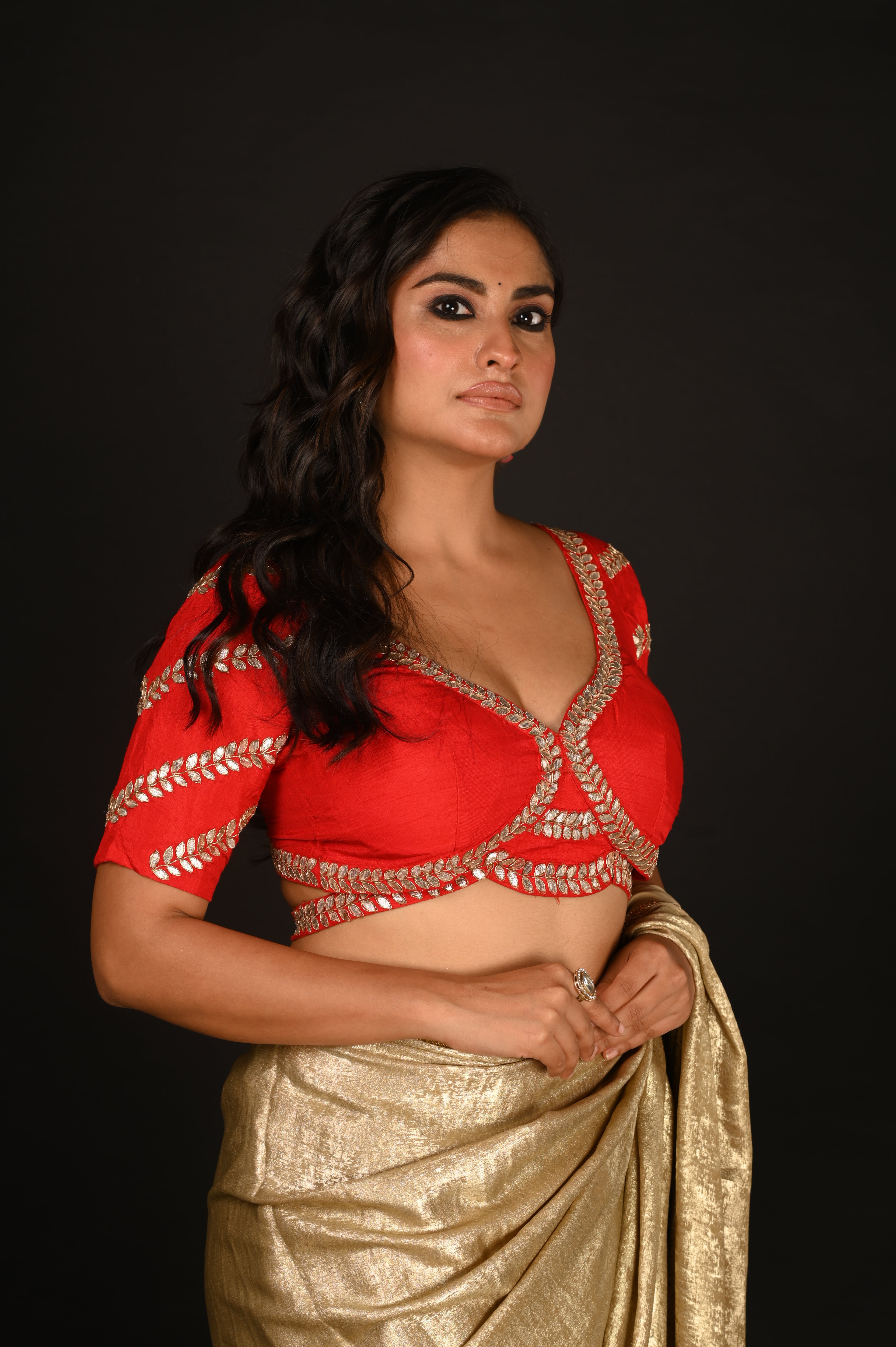 Divine Scarlet Gotapatti work Blouse