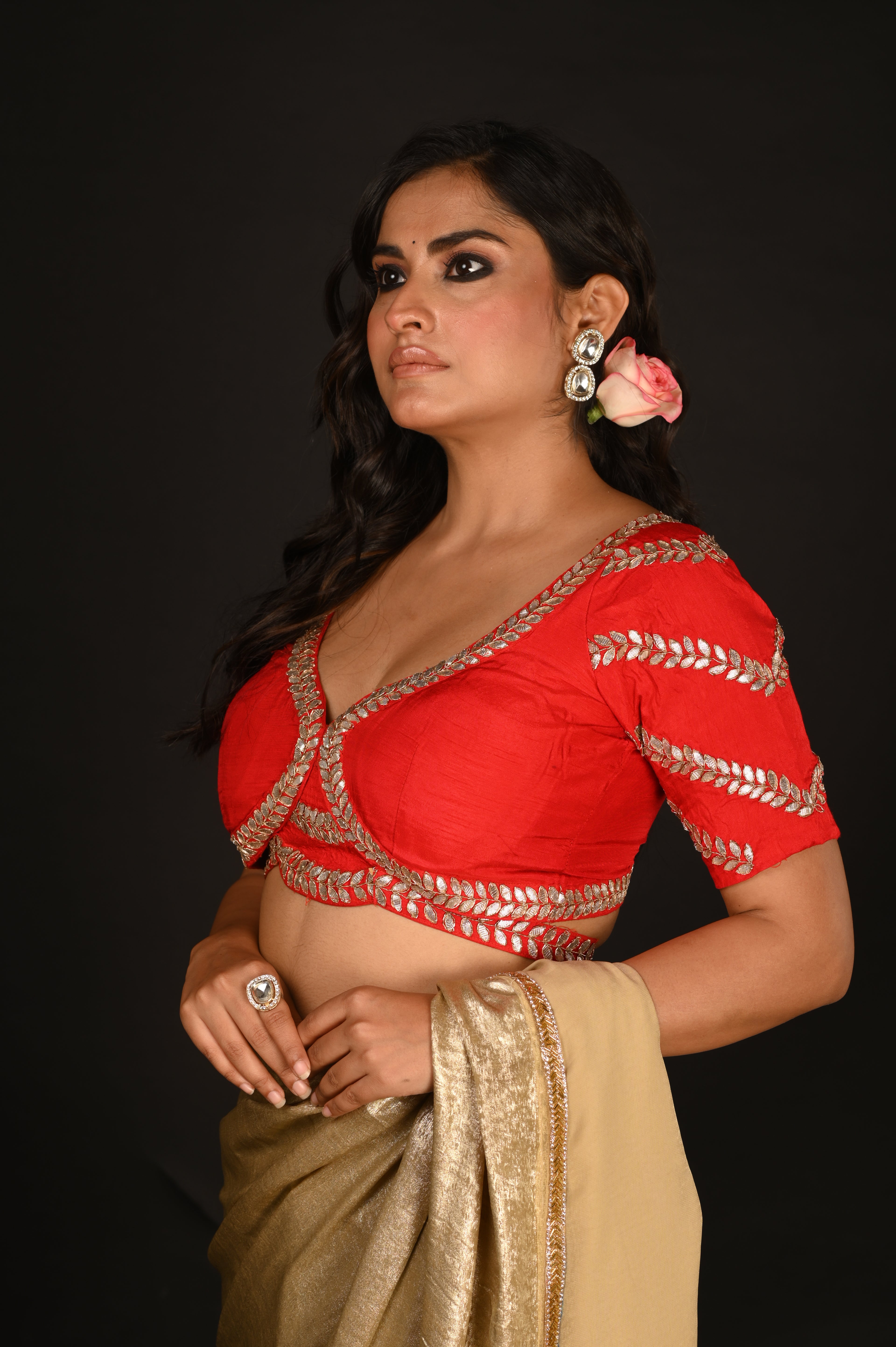 Divine Scarlet Gotapatti work Blouse