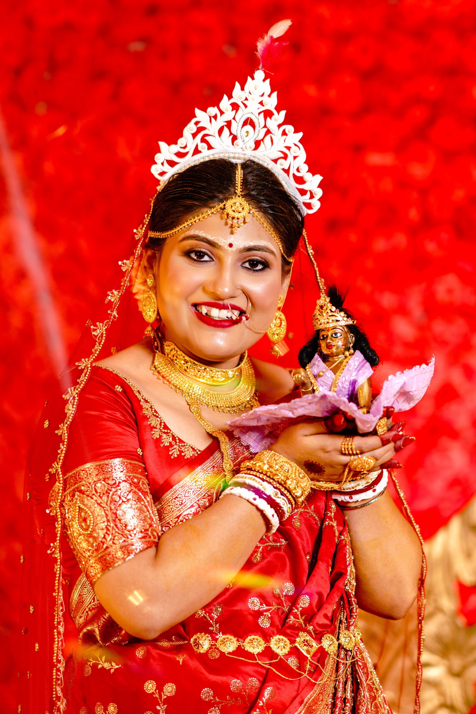 Exquisite Bengali Red Bridal Dupatta